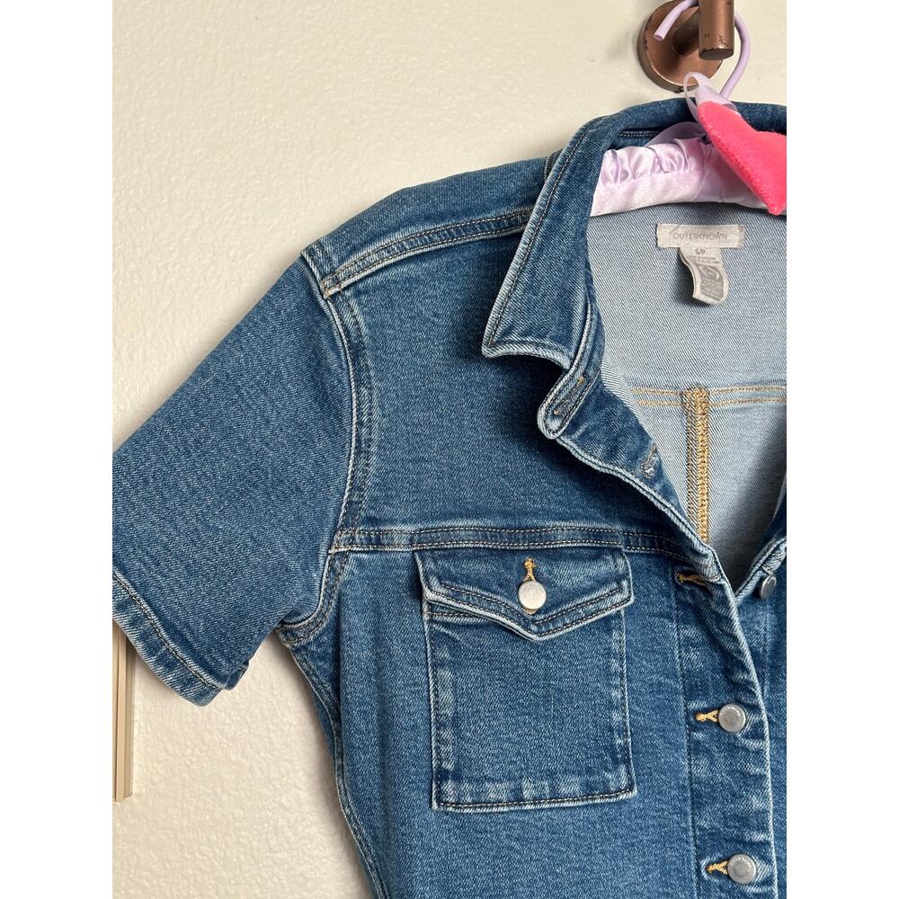 Outerknown Small Denim Vintage Style Jean Romper Collared Button Down Blue - Picture 2 of 7